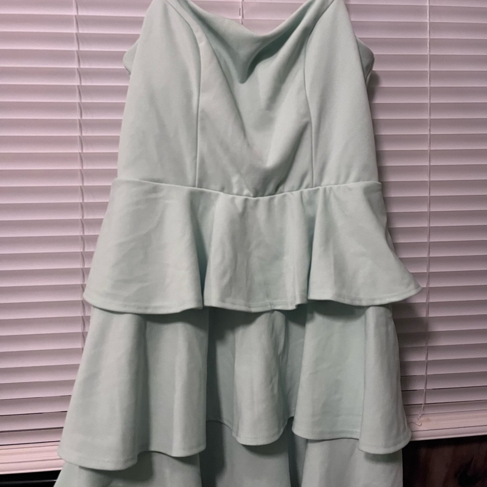 sea green dress with ruffles